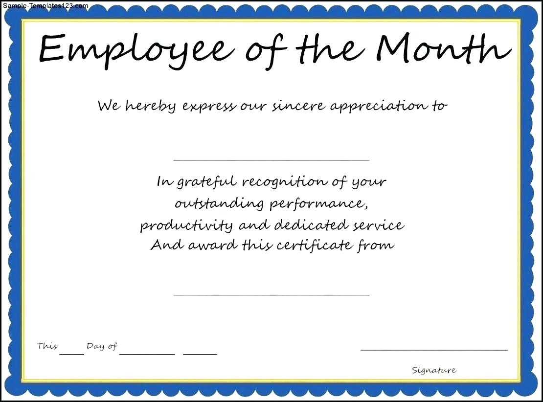 New Free 222 Employee Month Award Template Certificate Pdf Doc Regarding Employee Of The Month Certificate Templates