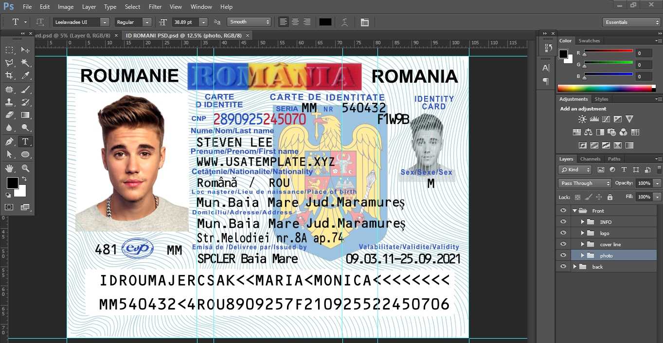 New Romania Id Card Template Psd – Psd Template Usa, Uk,eu In French Id Card Template