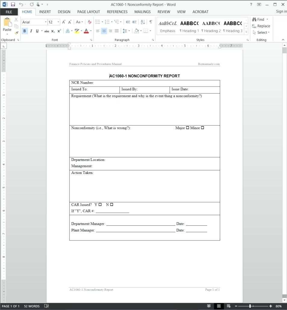 Non Conformance Report Template – Verypage.co Pertaining To Non Conformance Report Form Template