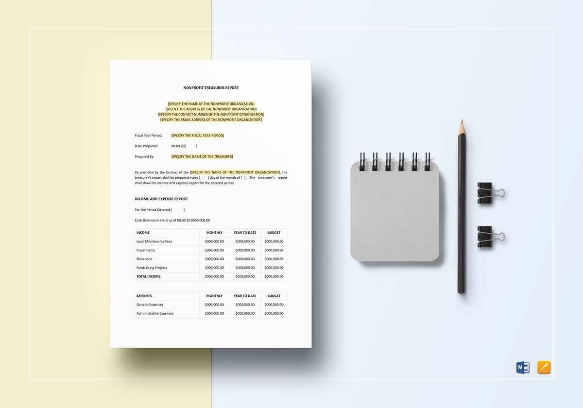 Non Profit Treasurer Report Template Inside Treasurer Report Template Non Profit