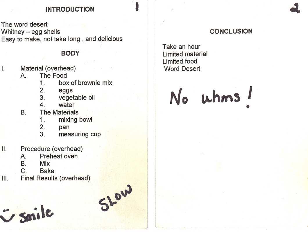 Note Cards (Key Word Outline) – Fundamentals Of Speech Throughout Speech Outline Template Word
