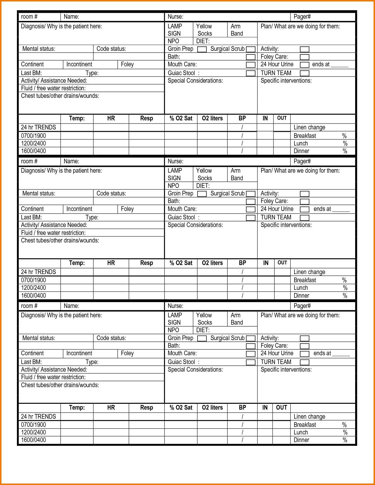 Nurses Report Template – Printable Year Calendar Throughout Nursing Handoff Report Template