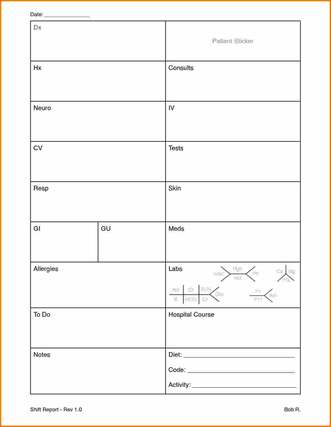 Nurses Report Template – Printable Year Calendar Within Nursing Assistant Report Sheet Templates