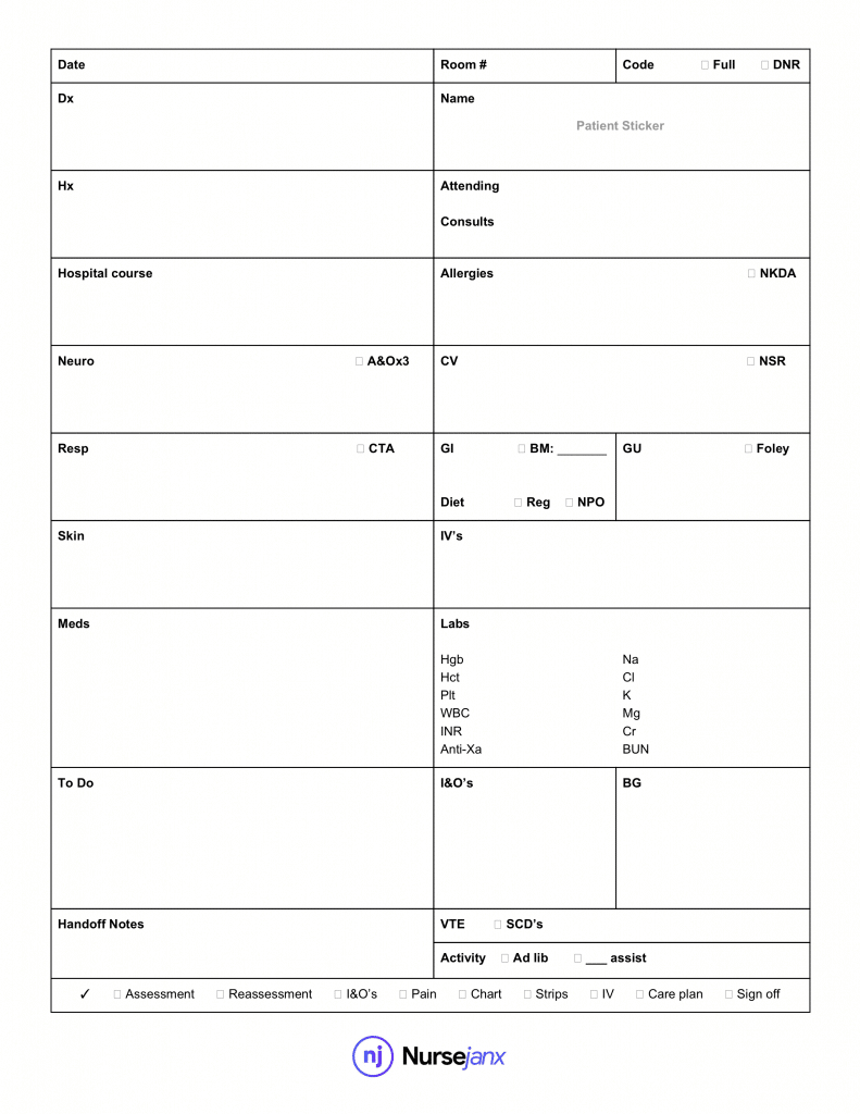 Nursing Report Sheet Template – Nursejanx Store With Nursing Report Sheet Template