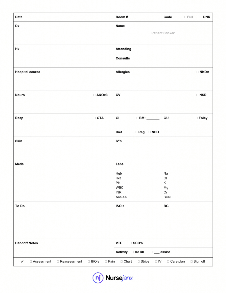 Nursing Report Sheet Template – Nursejanx Store With Nursing Report Sheet Template