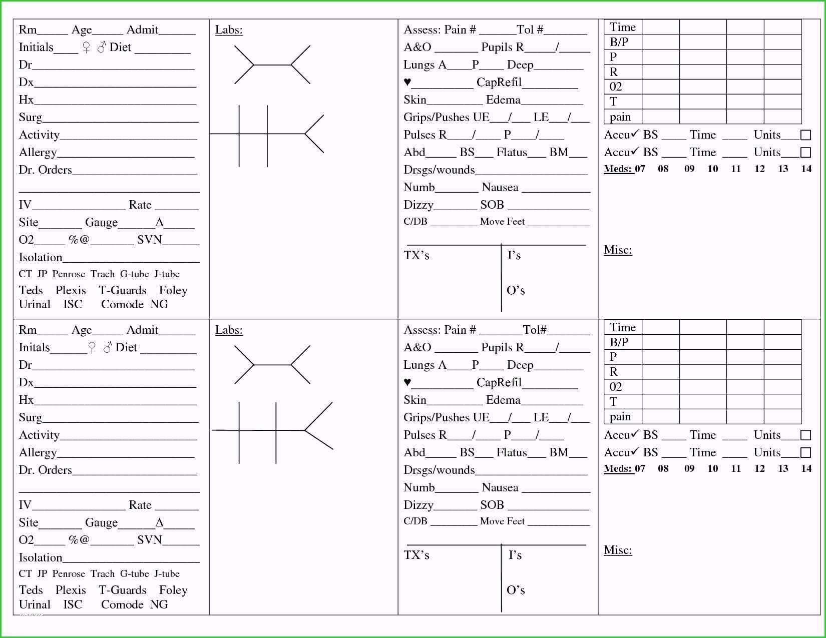 Nursing Shift Report Template New Gallery Nurse Sheet Intended For Med Surg Report Sheet Templates