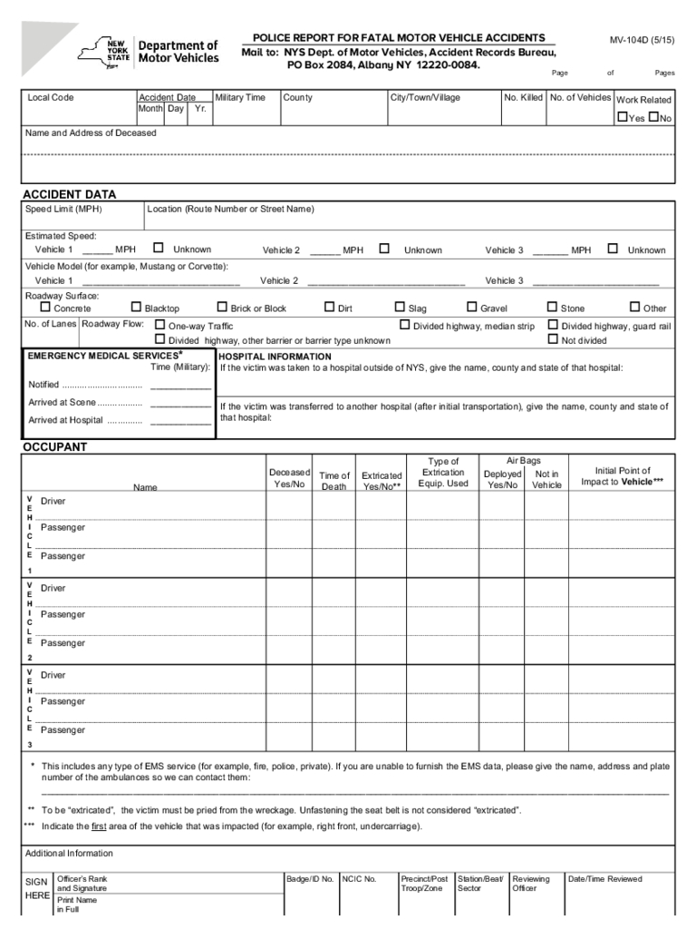Ny Dmv Accident Reports – 7 Free Templates In Pdf, Word With Motor Vehicle Accident Report Form Template