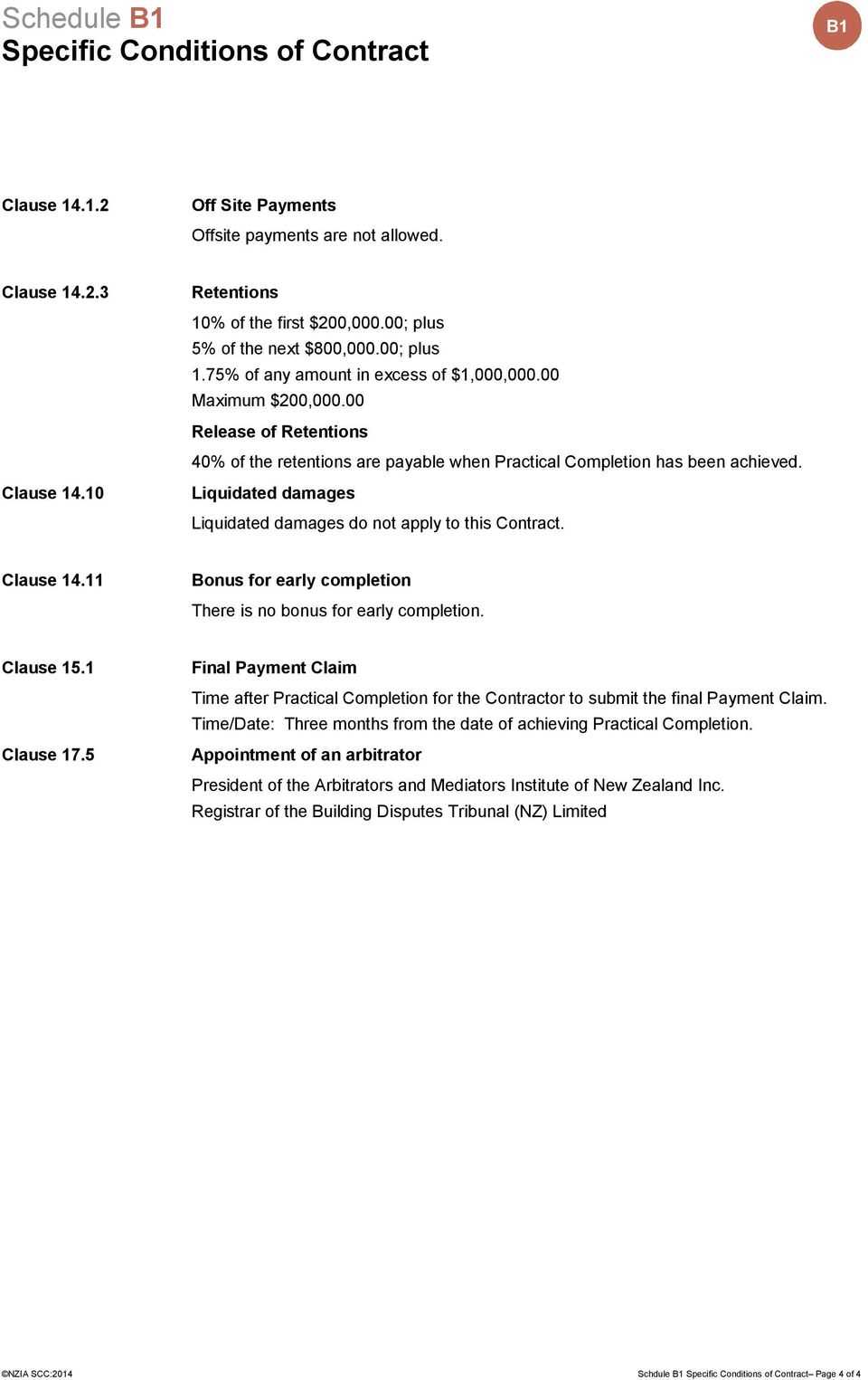 Nzia Standard Construction Contract – Pdf With Jct Practical Completion Certificate Template