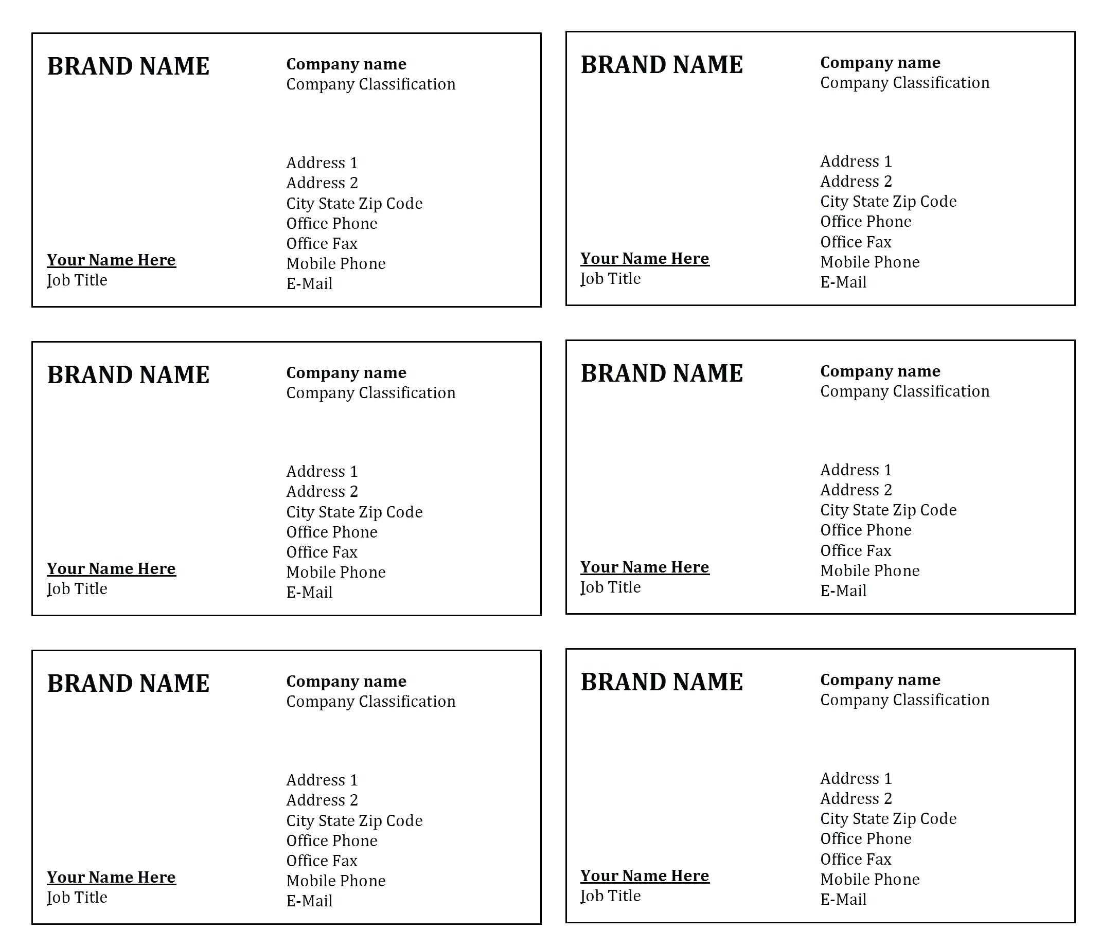 Office Business Card Templates Free For Openoffice Microsoft With Regard To Blank Business Card Template Download
