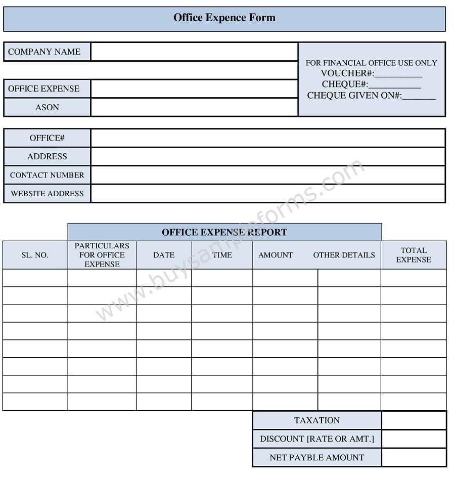 Office Expenses Form Template | Expense Form Template Pertaining To Reimbursement Form Template Word