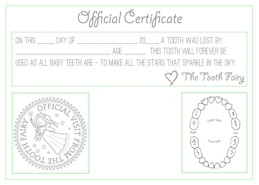 Official "tooth Fairy" Certificate :) | Tooth Fairy In Free Tooth Fairy Certificate Template