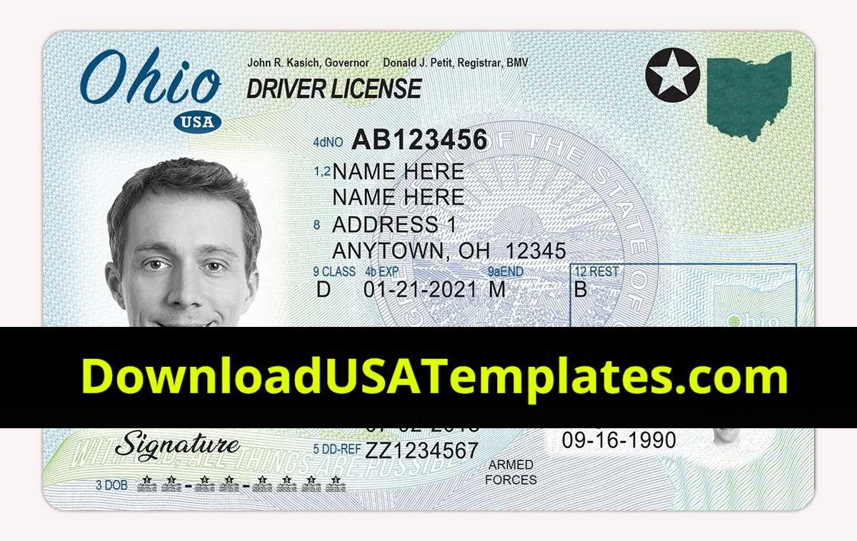 Ohio Driver License Psd | Oh Driving License Editable Template Pertaining To Georgia Id Card Template