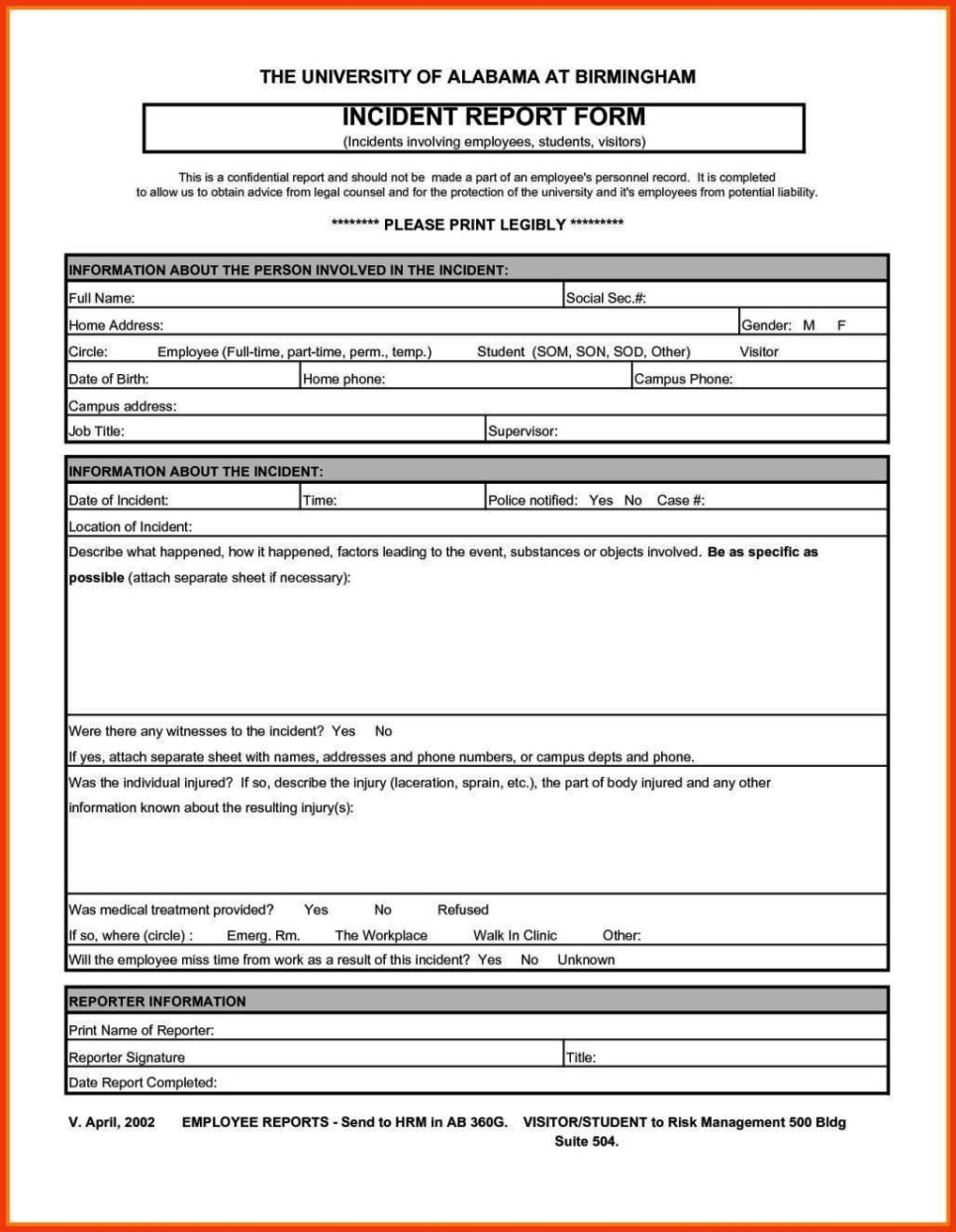 Ohs Incident Report Form Template – Sampletemplatess With Regard To Hazard Incident Report Form Template