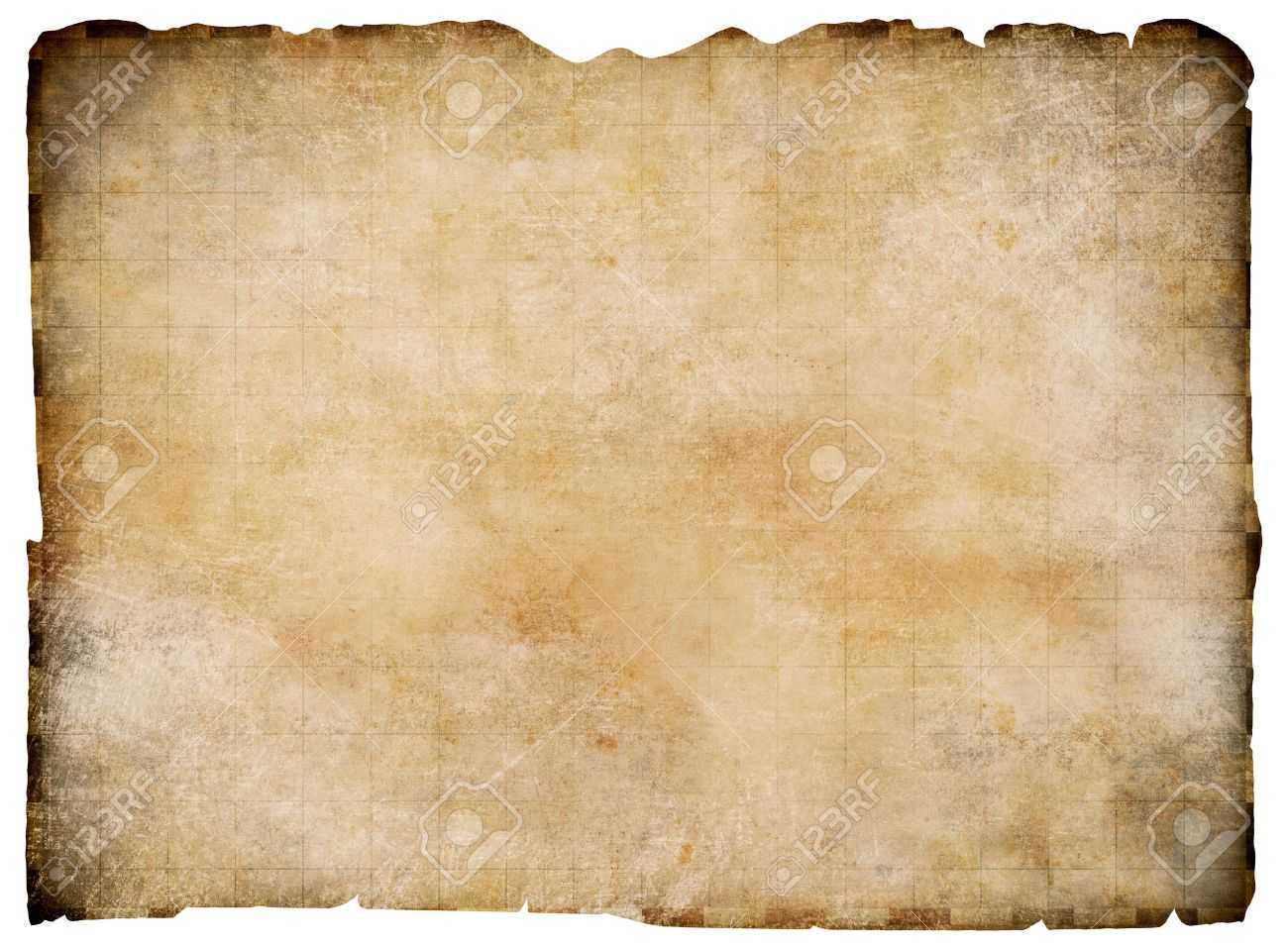 Old Blank Parchment Treasure Map Isolated. Clipping Path Is Inside Blank Pirate Map Template