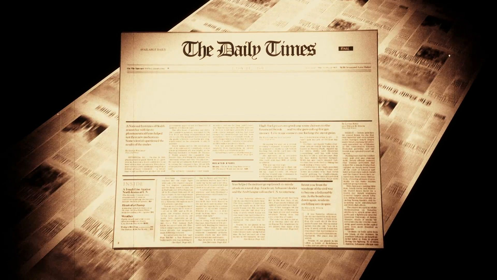 Old Newspaper Headline (Blank) Motion Background Within Blank Old Newspaper Template