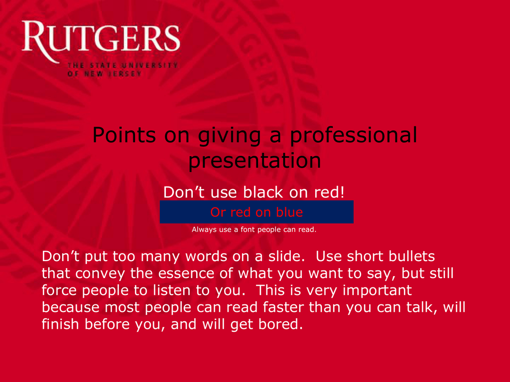 On Giving A Good Talk – Department Of Food Science Pertaining To Rutgers Powerpoint Template