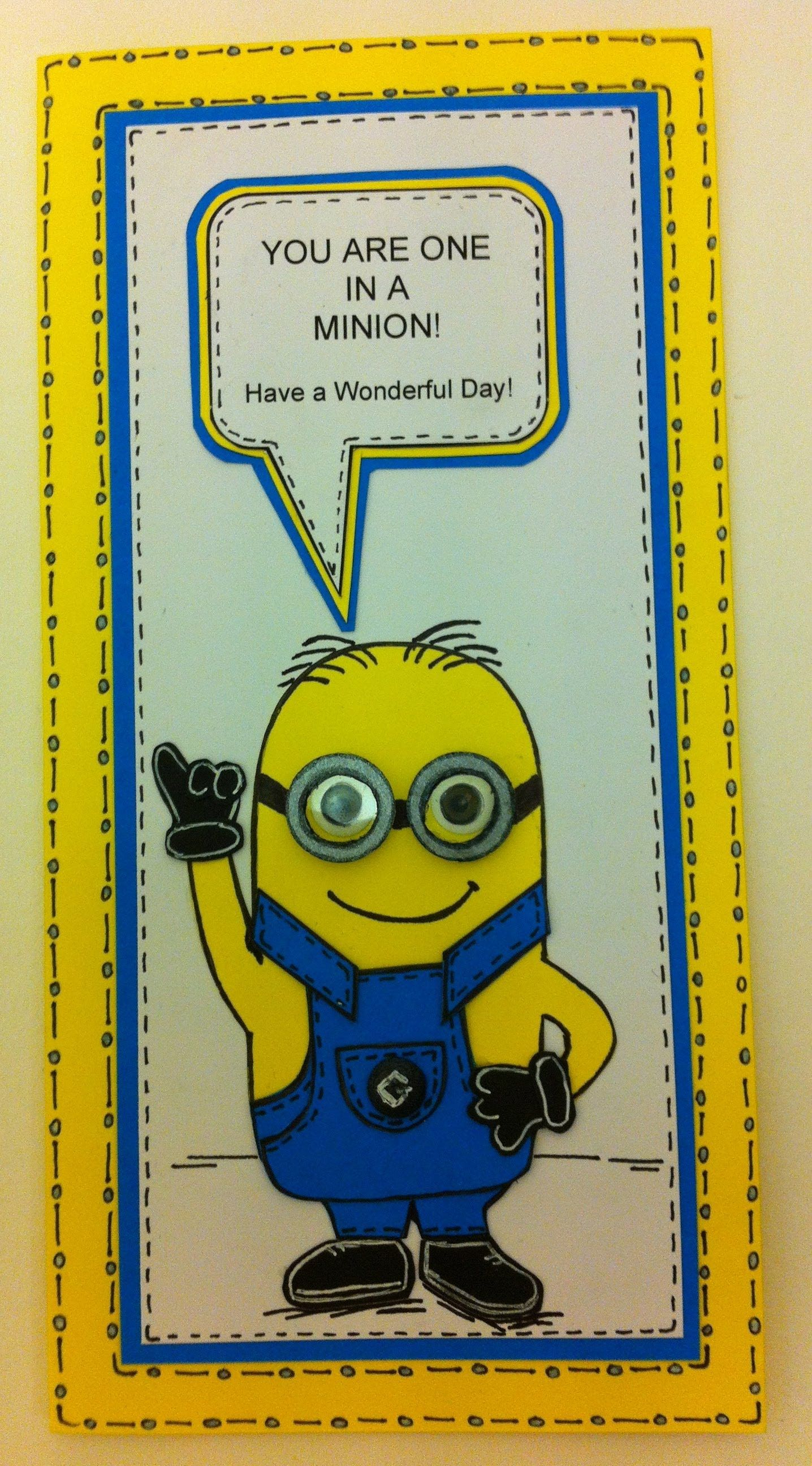 One In A Minion Birthday Card Tutorial (Email Me For Free In Minion Card Template