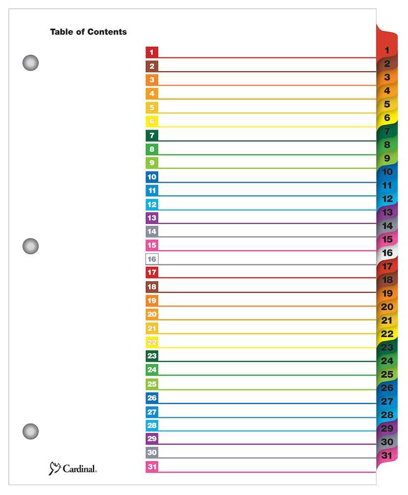 Onestep® Printable Table Of Contents Dividers, 1 31, Multicolor Pertaining To Blank Table Of Contents Template Pdf