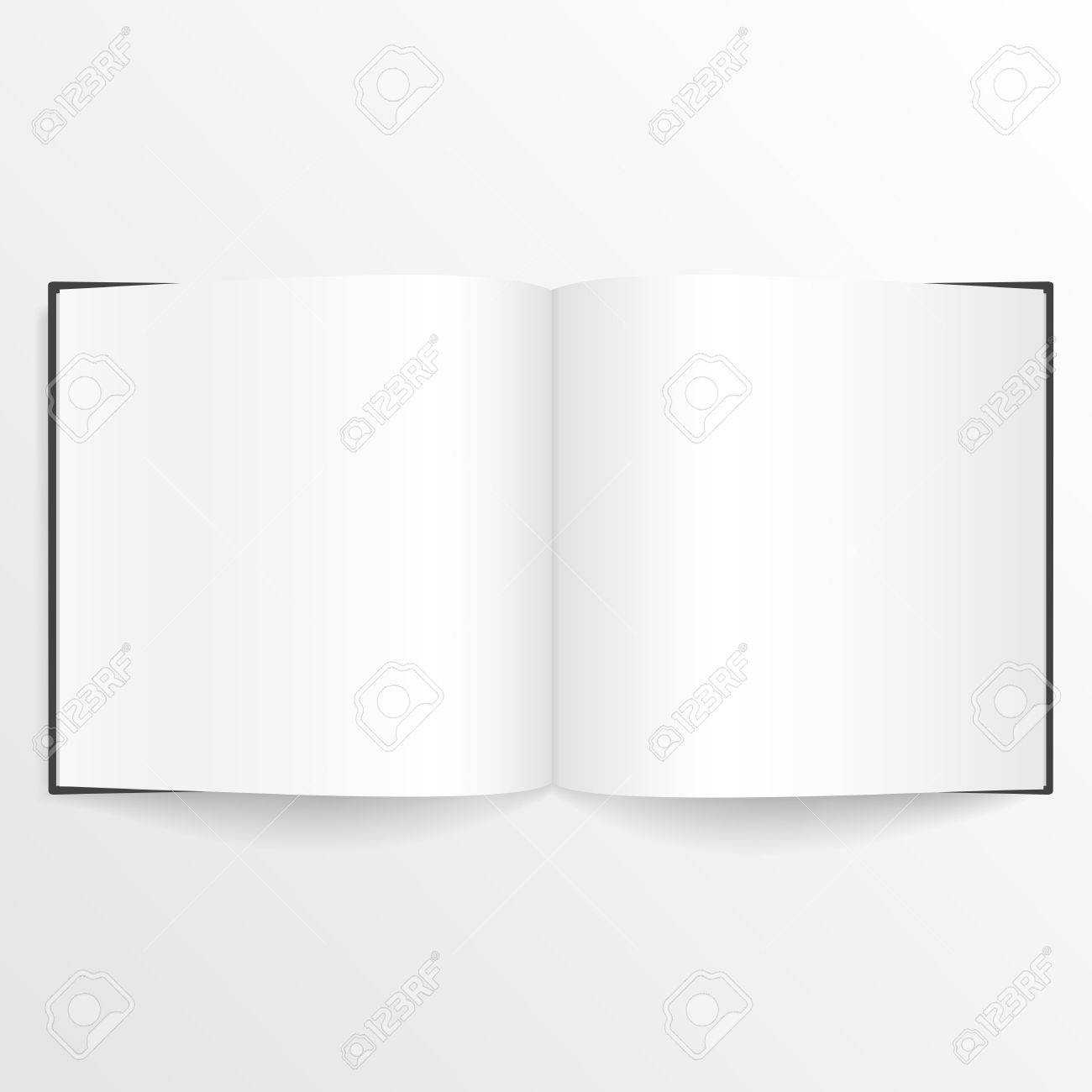 Opened Blank Book Or Magazine Spread Design Template With Cover. With Regard To Blank Magazine Spread Template