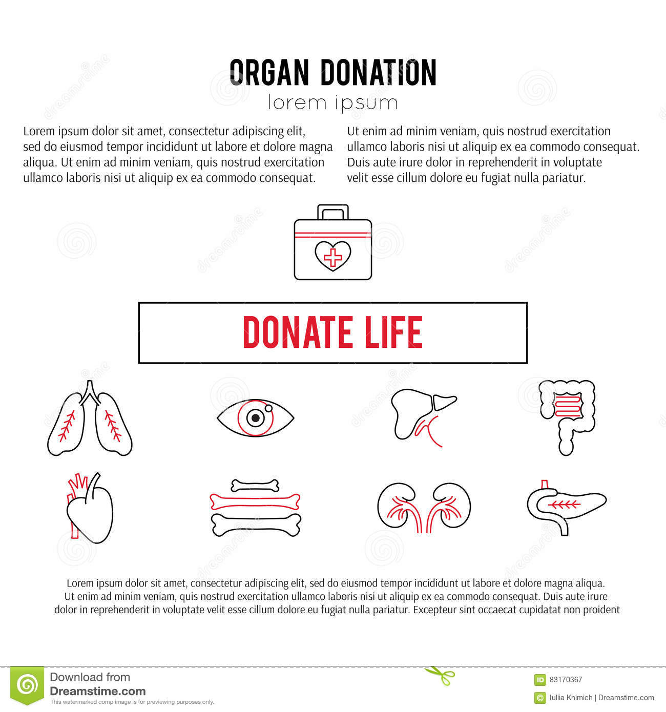 Organ Donation Template Stock Vector. Illustration Of Lung With Organ Donor Card Template