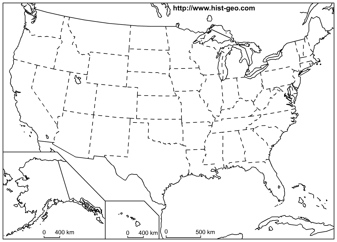 Outline Map Of The 50 Us States With United States Map Template Blank