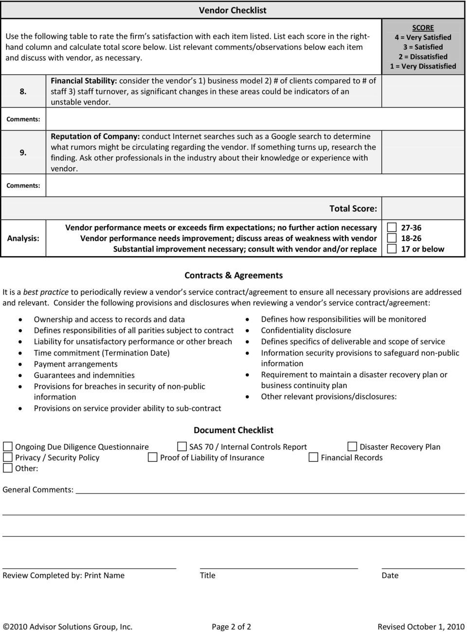 Outsourcing Due Diligence Form – Pdf In Vendor Due Diligence Report Template