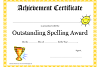 Outstanding Spelling Award Printable Certificate Pdf Picture with regard to Spelling Bee Award Certificate Template