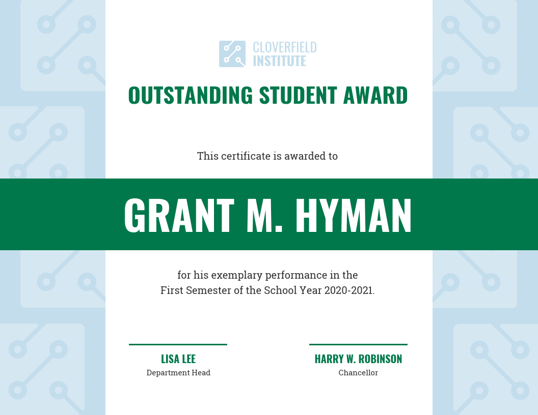 Outstanding Student Certificate Template Template – Venngage Intended For Student Of The Year Award Certificate Templates