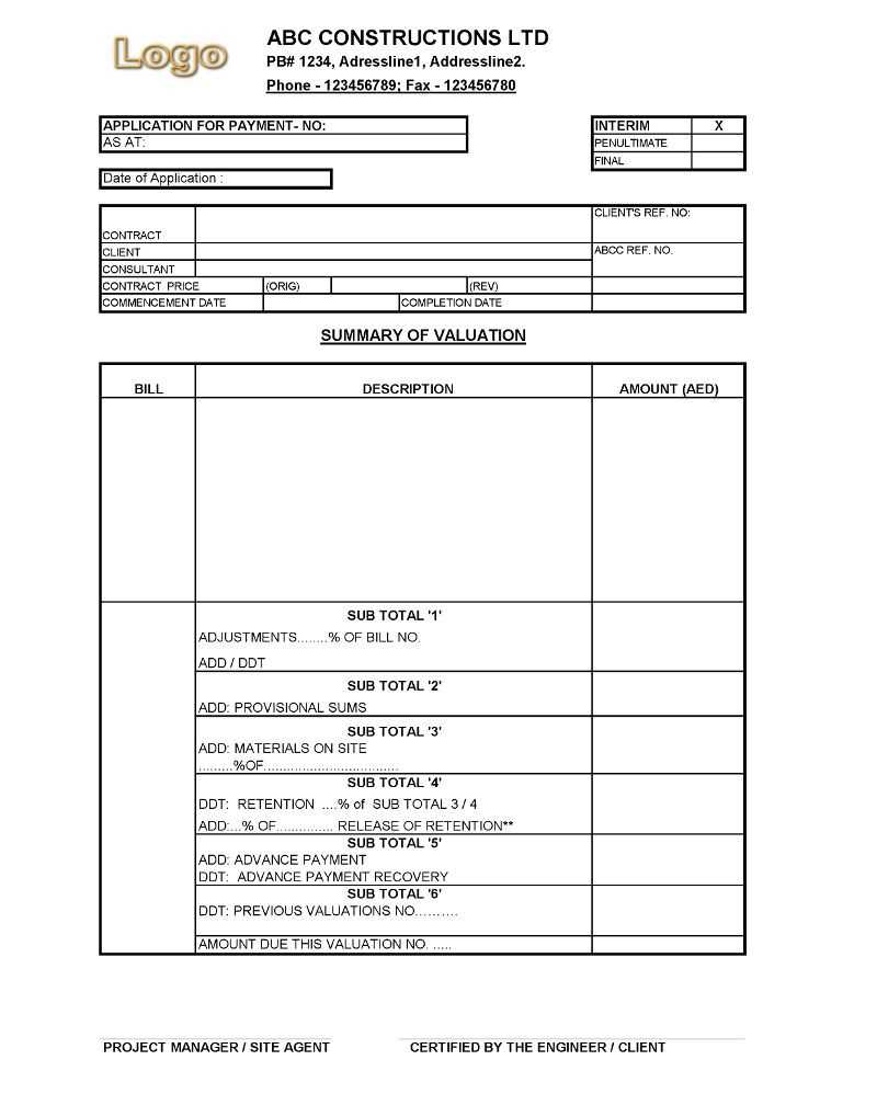 Outstanding Subcontractor Payment Certificate Template Excel In Construction Payment Certificate Template