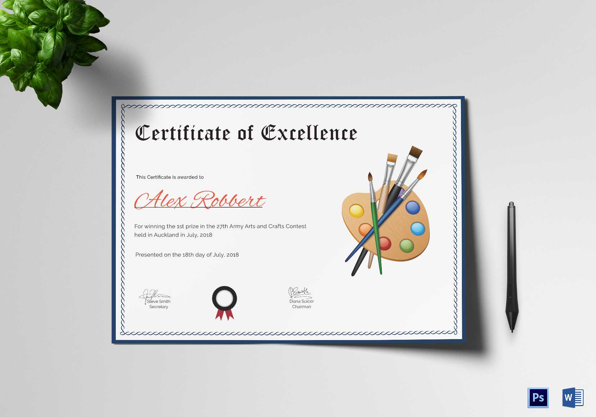 Painting Award Certificate Template Inside Award Of Excellence Certificate Template