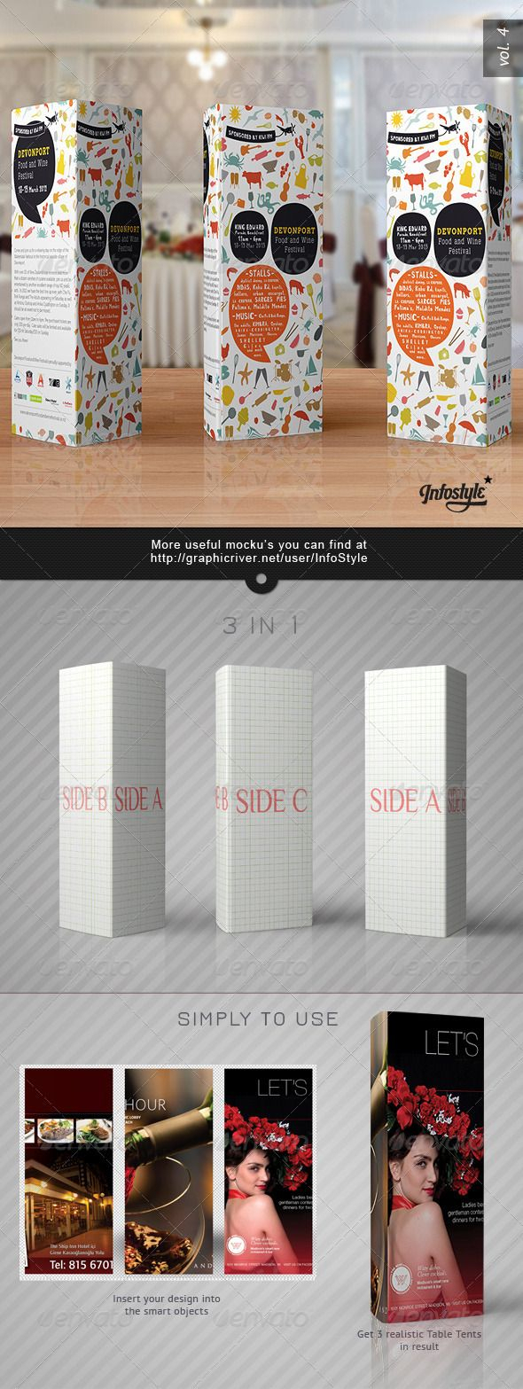 Paper Tri Fold Table Tent Mock Up Template Vol.6 | Product For Tri Fold Tent Card Template