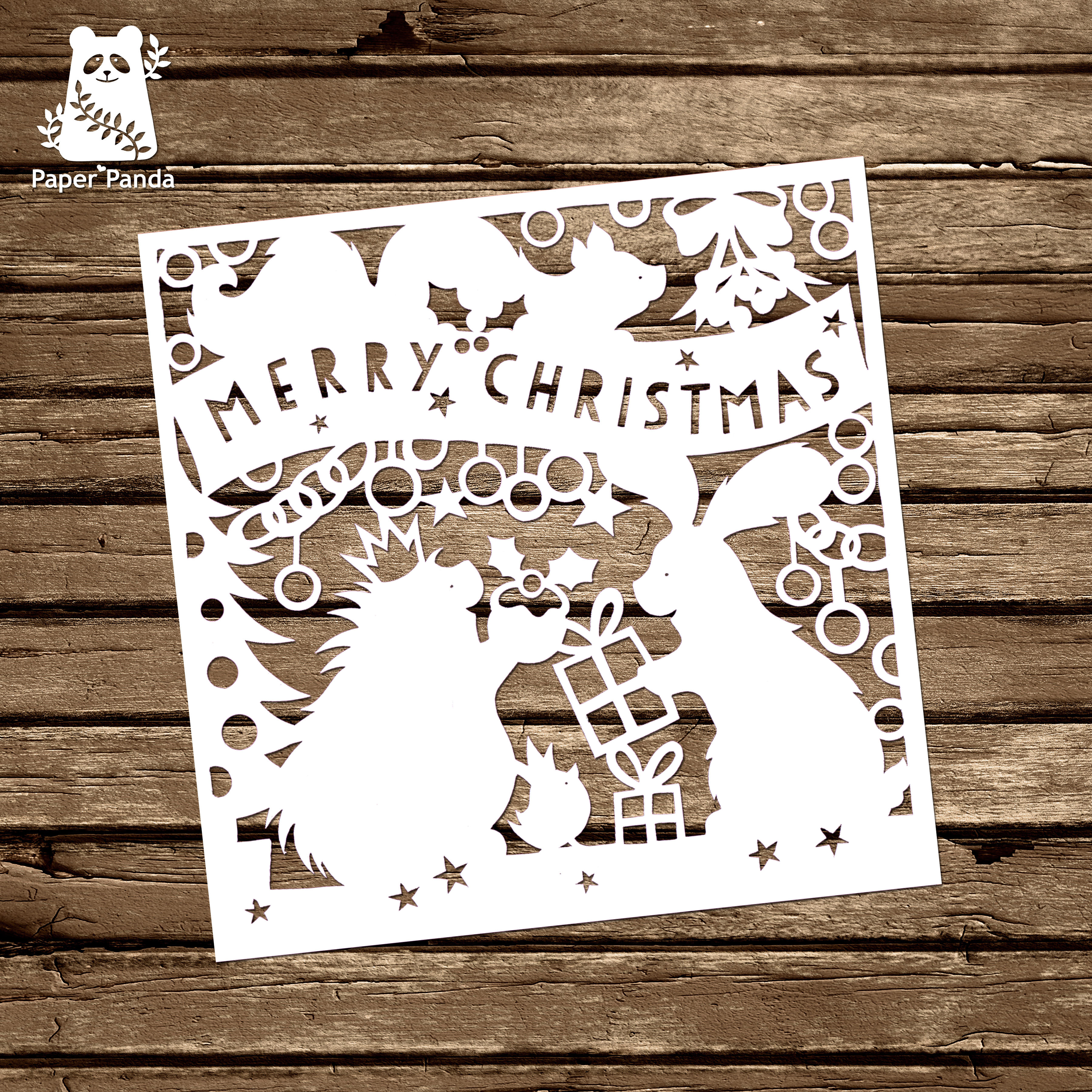 Papercut Diy Design Template – 'woodland Friends Christmas With Regard To Diy Christmas Card Templates