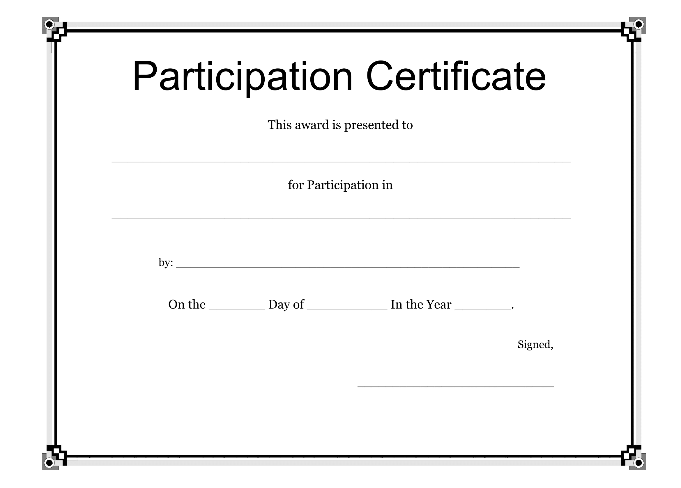 Participation Certificate Template – Free Download For Certification Of Participation Free Template