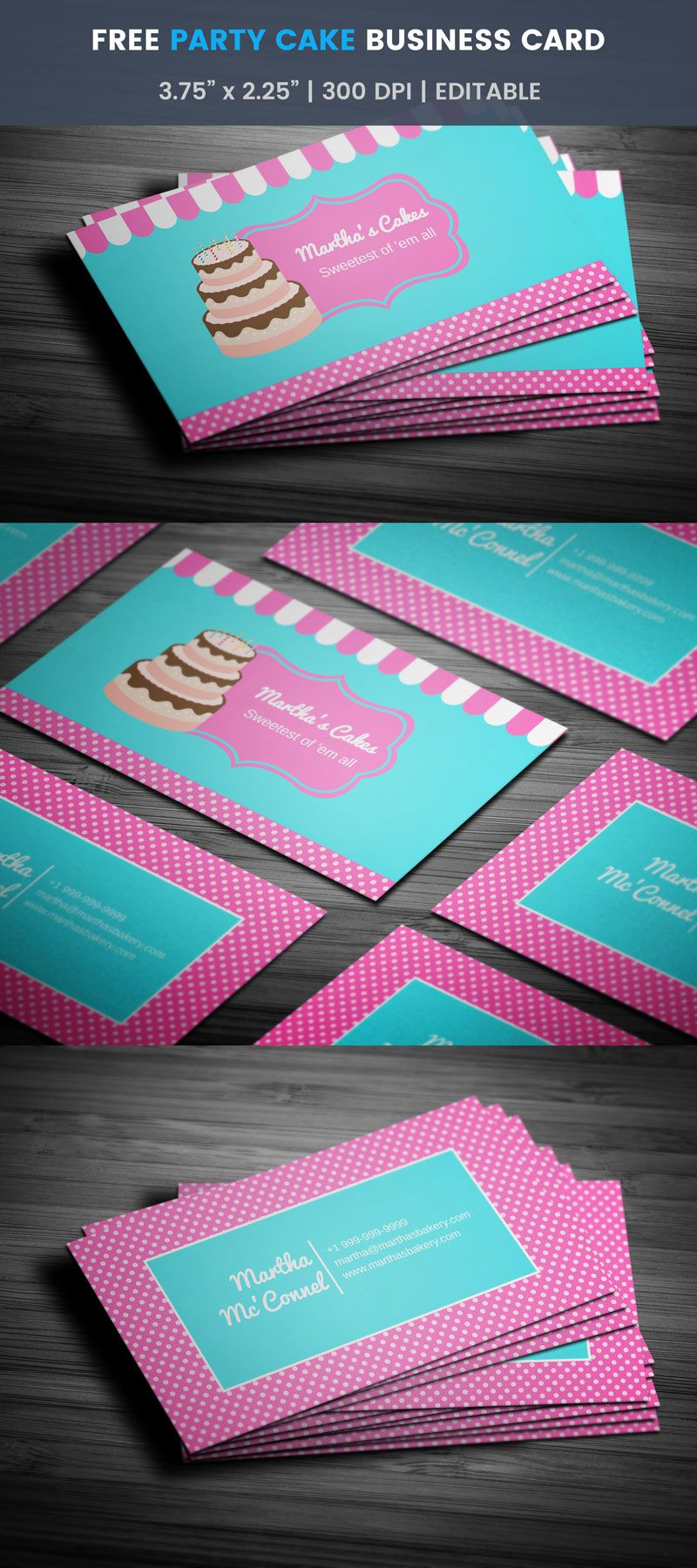 Party Cake Themed Bakery Business Card – Full Preview Inside Cake Business Cards Templates Free