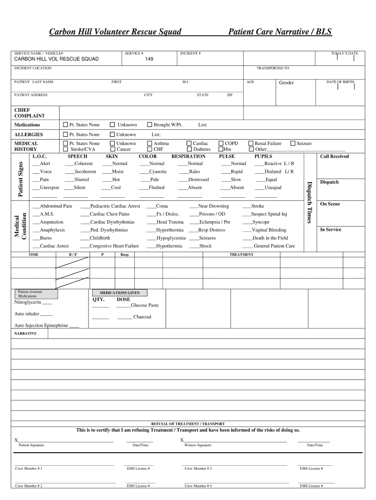 Patient Care Report Template Doc – Fill Online, Printable In Medical Report Template Doc