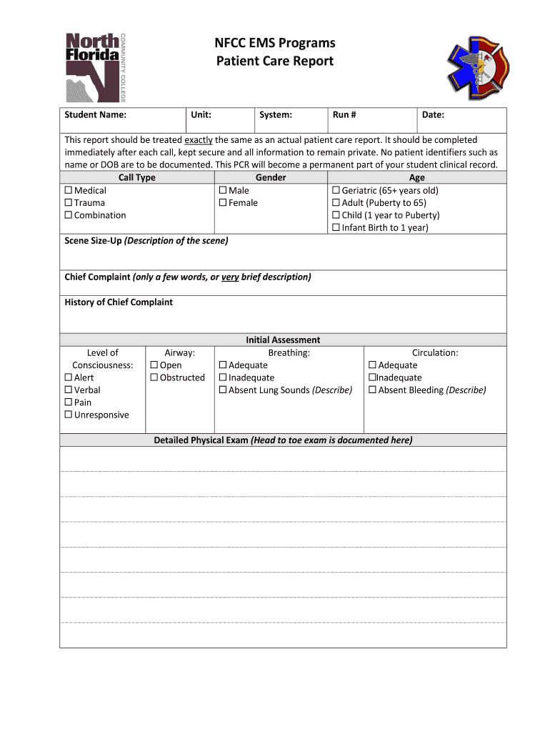 Patient Care Reports - Fill Online, Printable, Fillable Intended For Patient Care Report Template