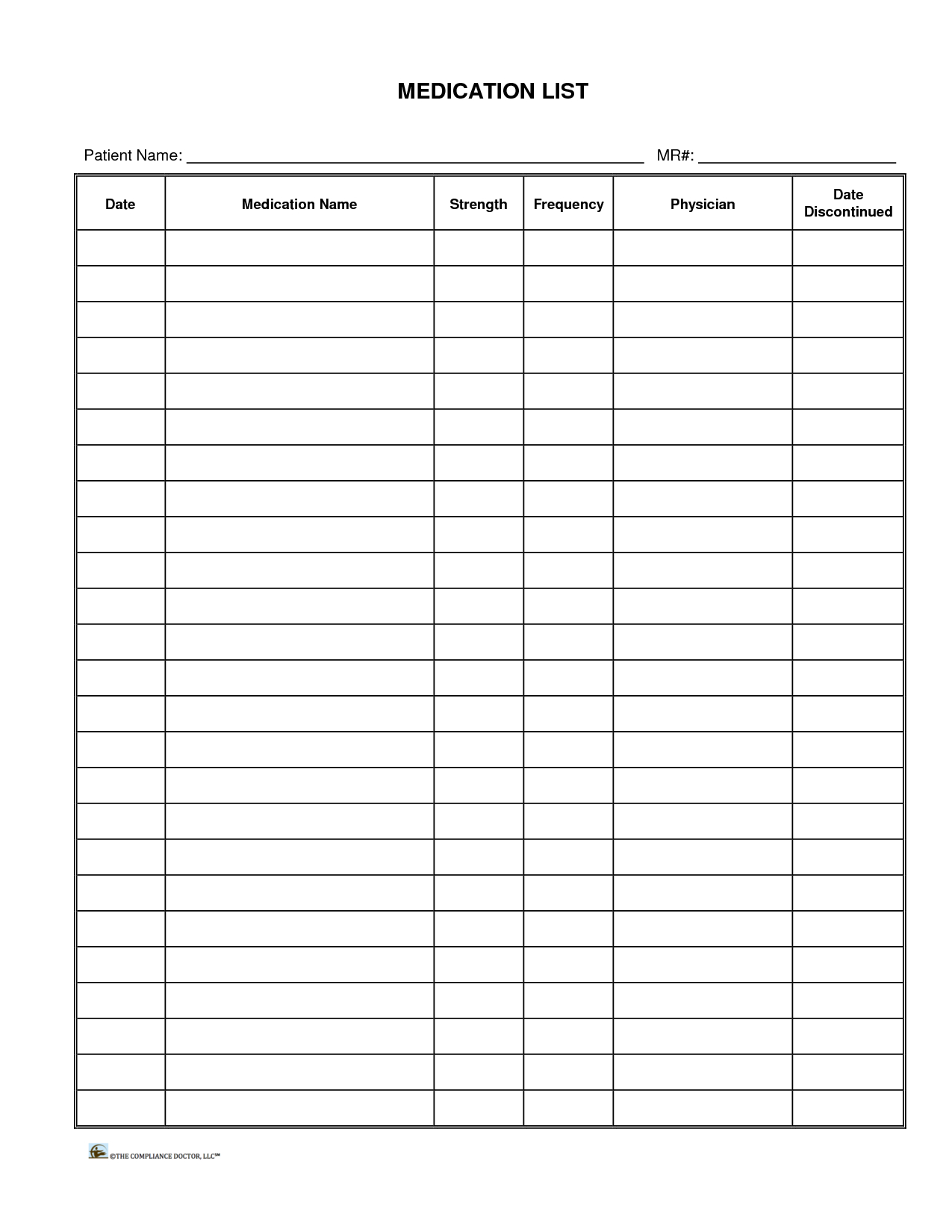 Patient+Medication+List+Template | Medication Log Within Blank Medication List Templates