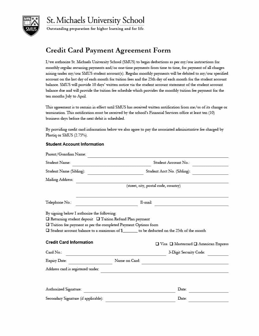 Payment Agreement – 40 Templates & Contracts ᐅ Template Lab Intended For Credit Card Payment Plan Template