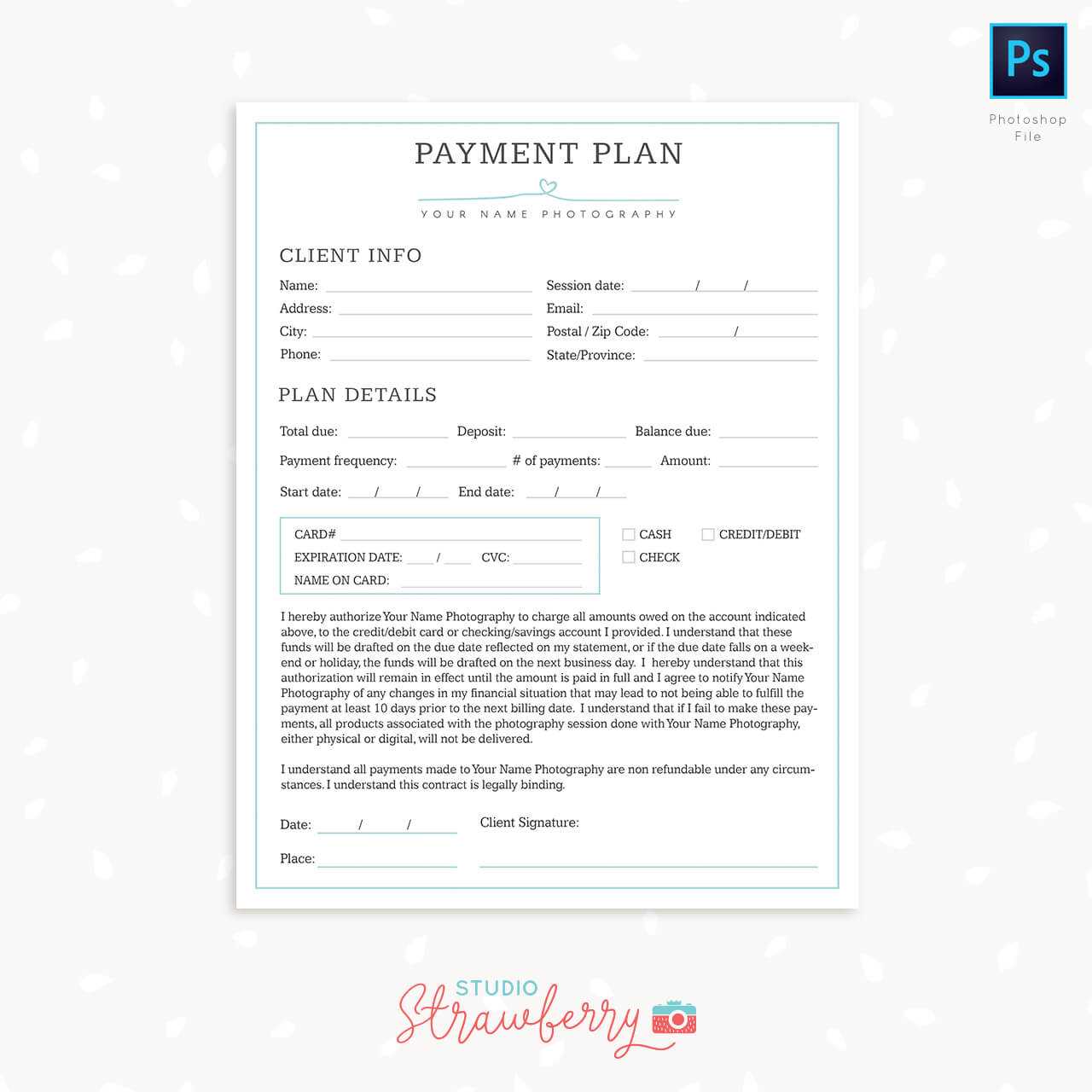 Payment Plan Template For Photographers – Strawberry Kit Inside Credit Card Payment Plan Template