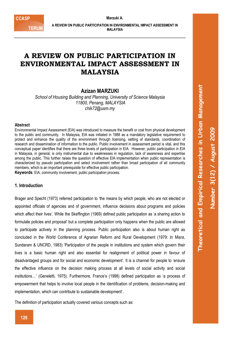 Pdf) A Review On Public Participation In Environmental Inside Environmental Impact Report Template