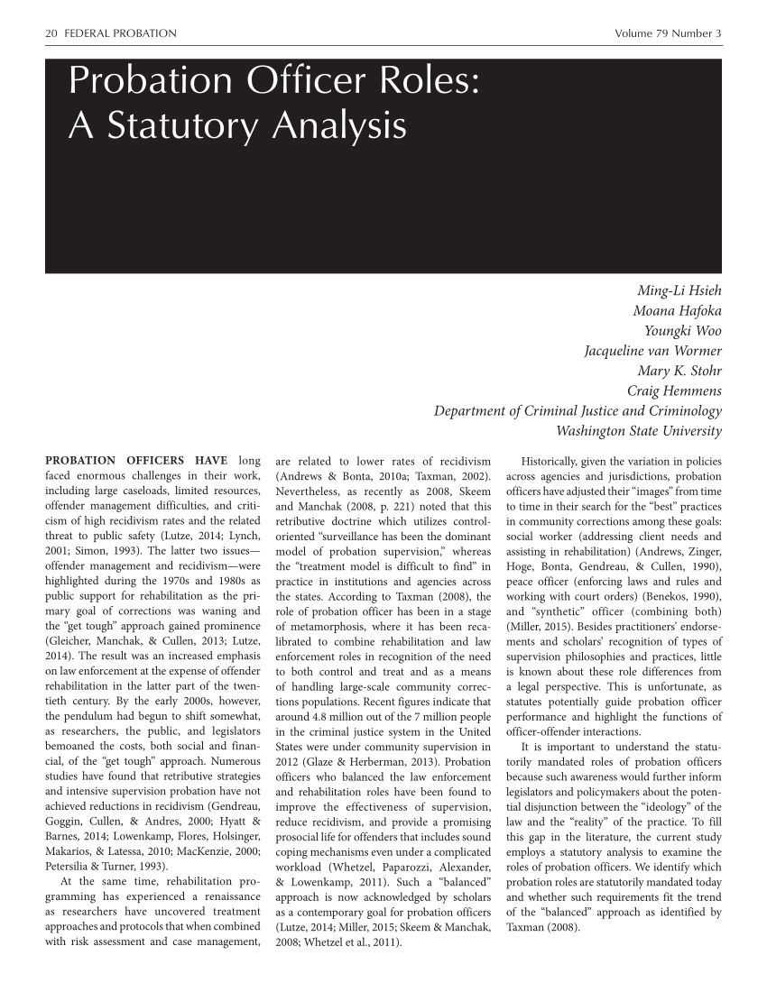 Pdf Assessment Of The Role Of Probation Ficers In Social Within Presentence Investigation Report Template