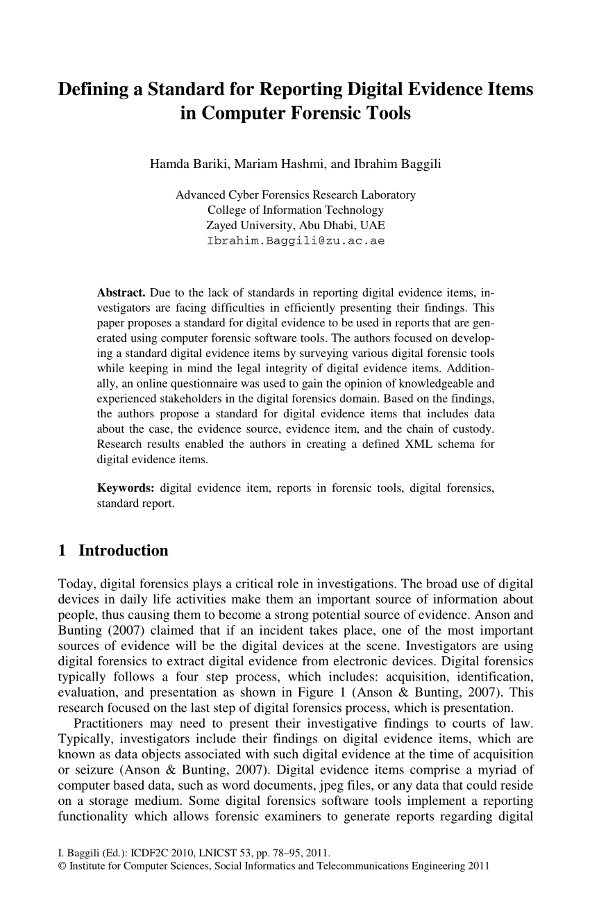 Pdf) Defining A Standard For Reporting Digital Evidence Pertaining To Forensic Report Template