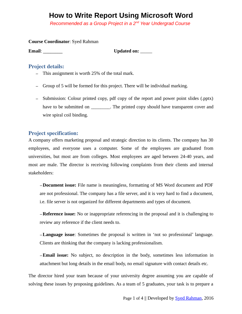 Pdf) How To Write A Report - Assignment Template With Assignment Report Template