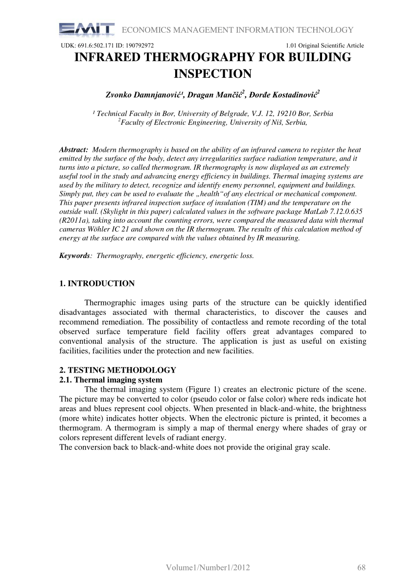 Pdf) Infrared Thermography For Building Inspection Within Thermal Imaging Report Template