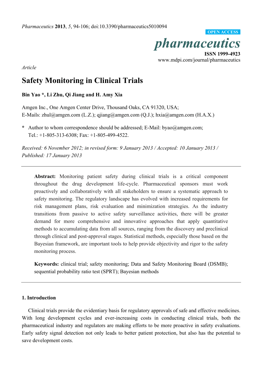 Pdf) Safety Monitoring In Clinical Trials With Dsmb Report Template