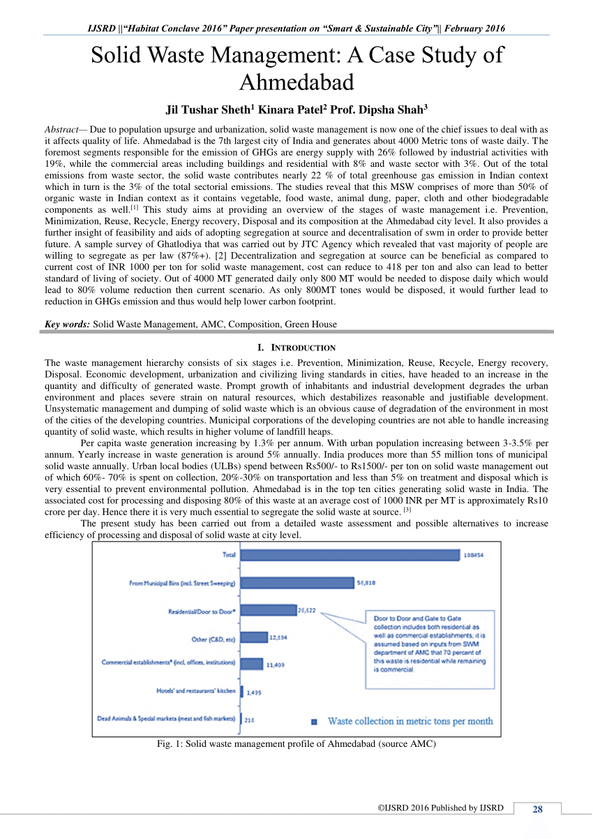 Pdf) Solid Waste Management: A Case Study Of Ahmedabad For Waste Management Report Template