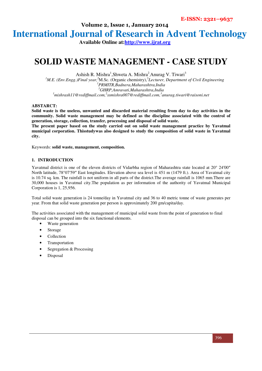 Pdf) Solid Waste Management  Case Study Within Waste Management Report Template