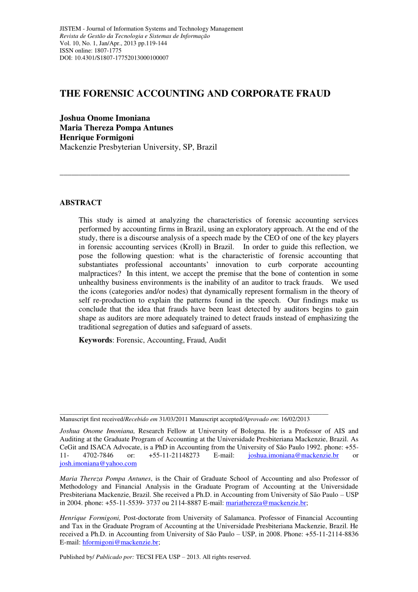 Pdf) The Forensic Accounting And Corporate Fraud With Regard To Forensic Accounting Report Template