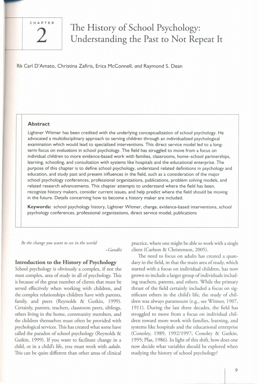Pdf) The History Of School Psychology: Understanding The With School Psychologist Report Template
