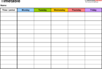 Pdf Timetable Template 2: Landscape Format, A4, 1 Page pertaining to Blank Revision Timetable Template